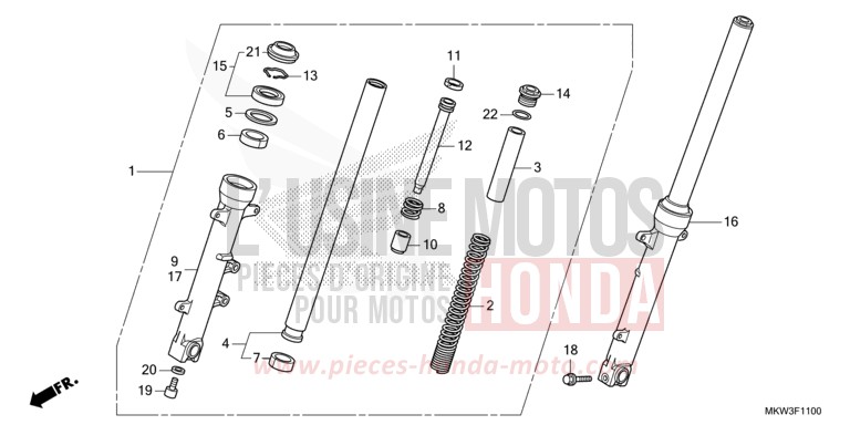 FOURCHETTE AVANT von NC750X DCT PEARL GLARE WHITE (NHB53) von 2021